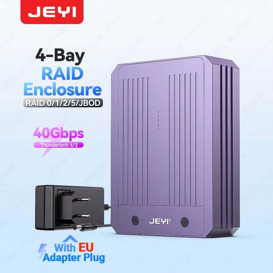 JEYI 4-Bay M.2 Nvme SSD Enclosure with Thunderbolt 4/3 & USB 4 40Gbps