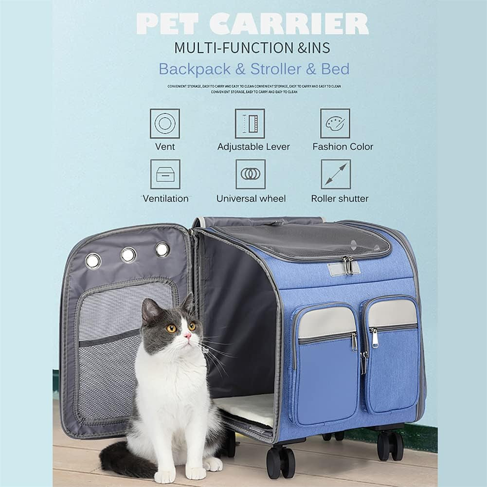ATUBAN Wheeled Pet Carrier Backpack