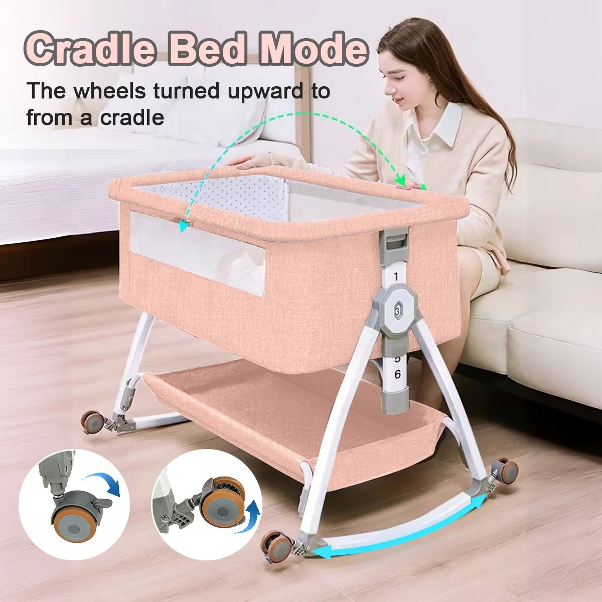 ANJORALA Baby Bassinet with Wheels