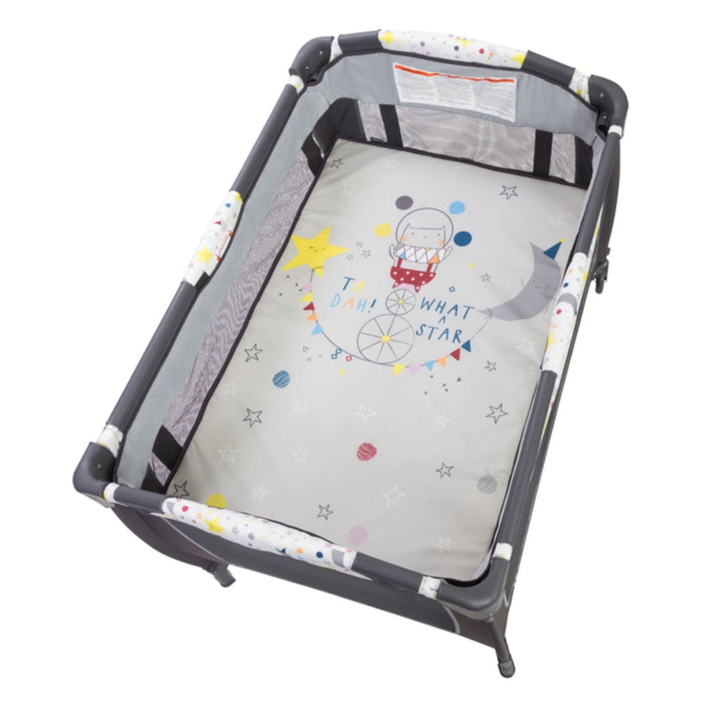 Baby Trend Lil Snooze Deluxe II Nursery Center Playard with Changer and Bassient, Twinkle Twinkle Little Moon, White/Gray