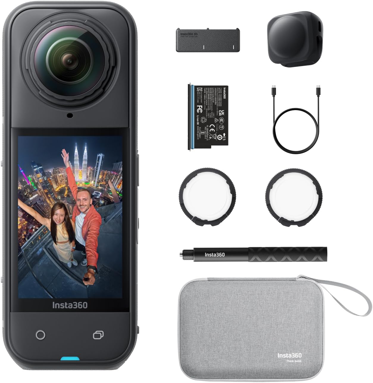 Insta360 X5 - Waterproof 8K 360° Action Camera, Leading Low Light, Invisible Selfie Stick Effect, Rugged and Replaceable Lens, 3-Hour Battery, Built-In Wind Guard, Stabilization, Triple AI Chip Design