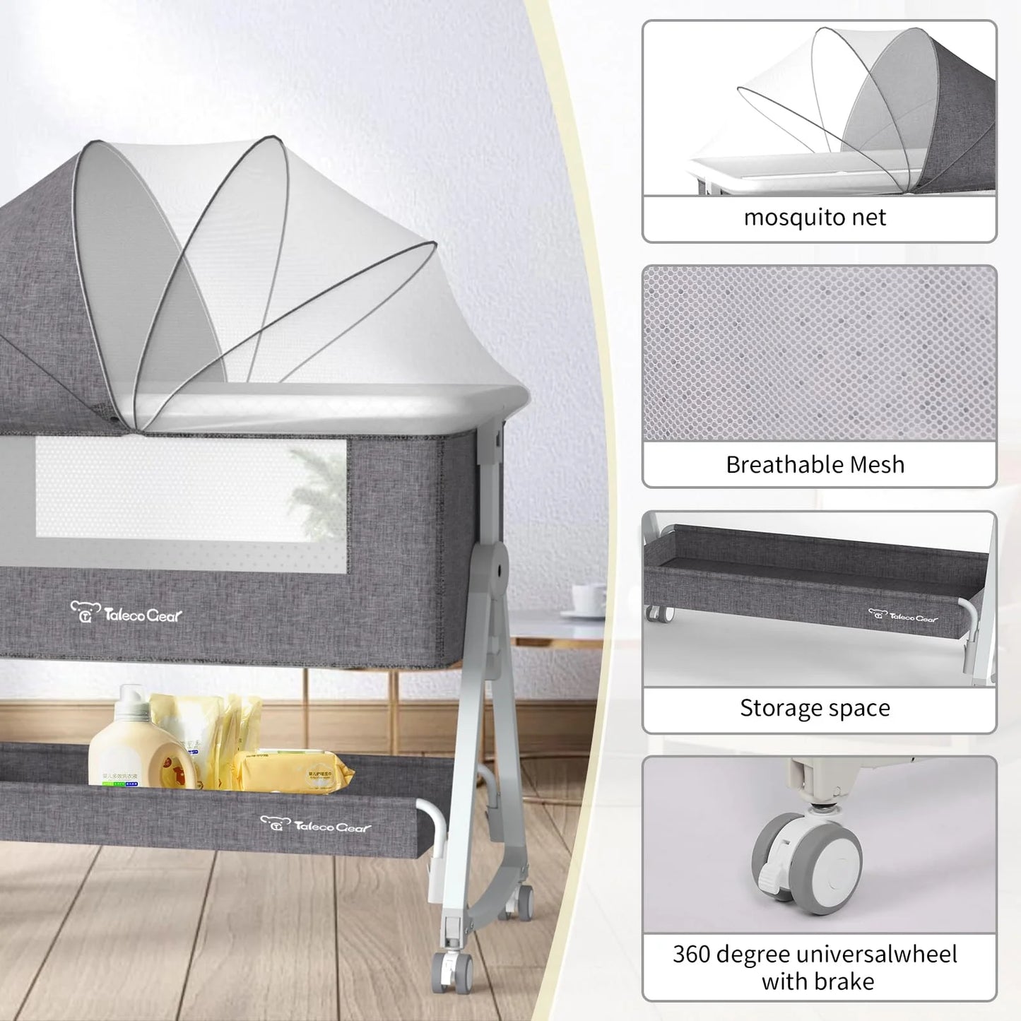 G TALECO GEAR Baby Bassinet Bedside Sleeper