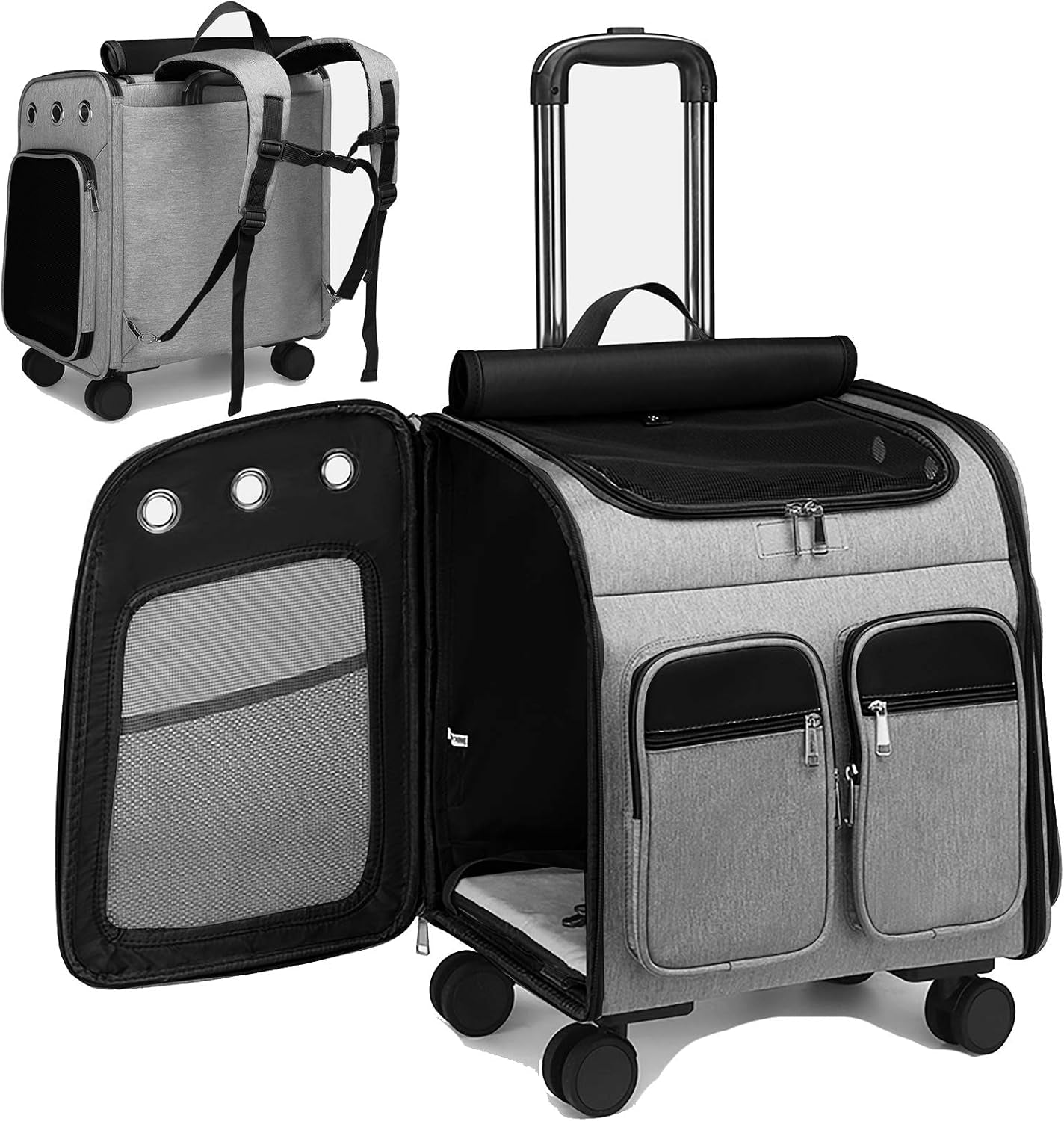 ATUBAN Wheeled Pet Carrier Backpack