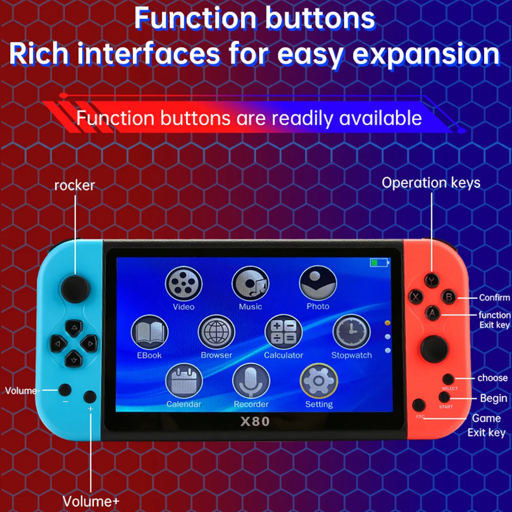 X80 7Inch TFT Screen Mini Arcade Video Game