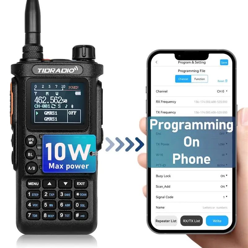 US/EU 2Nd Gen TIDRADIO TD-H8 10W Professional Walkie Talkie Portable Long Range Radio Phone Wireless Programmable Search