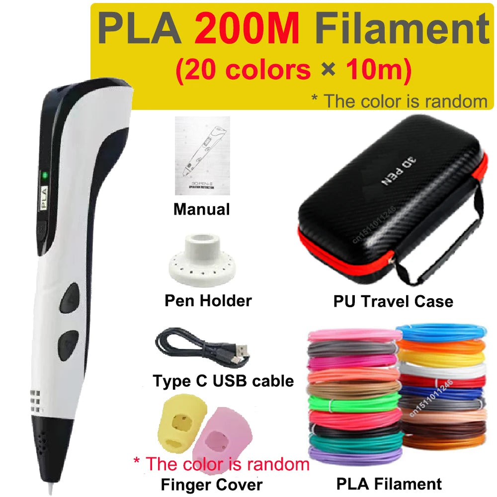 3D Pen for Children 1.75Mm PLA Filament DIY Drawing Birthday Christmas Gifts for Kids