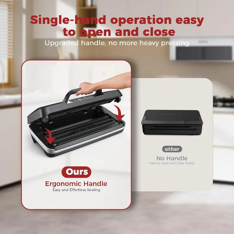 Commercial Full Automatic Food Sealer,Powerful Sealing System with Double Heat Seal,Built-In Cutter&