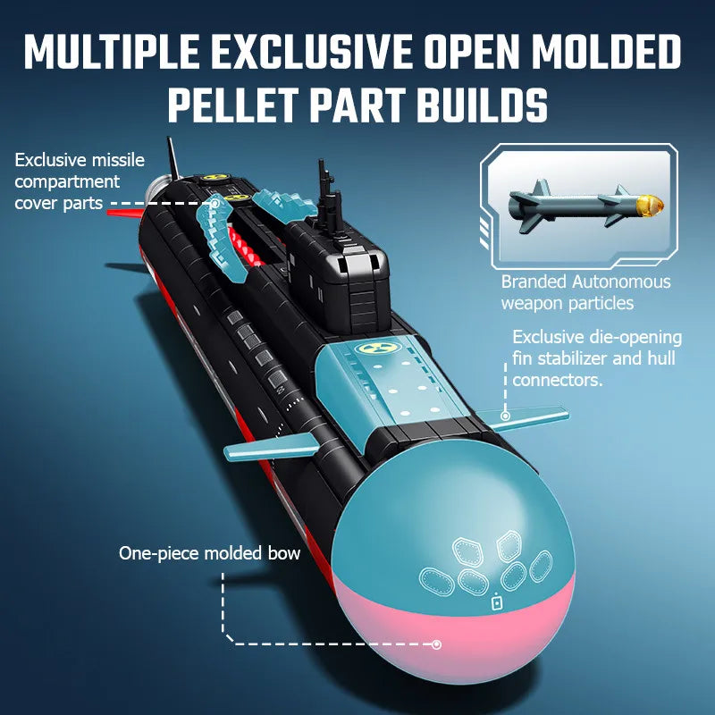 SEMBO 1324Pcs Military Strategic Nuclear Submarine Assemblage Building Blocks Toy