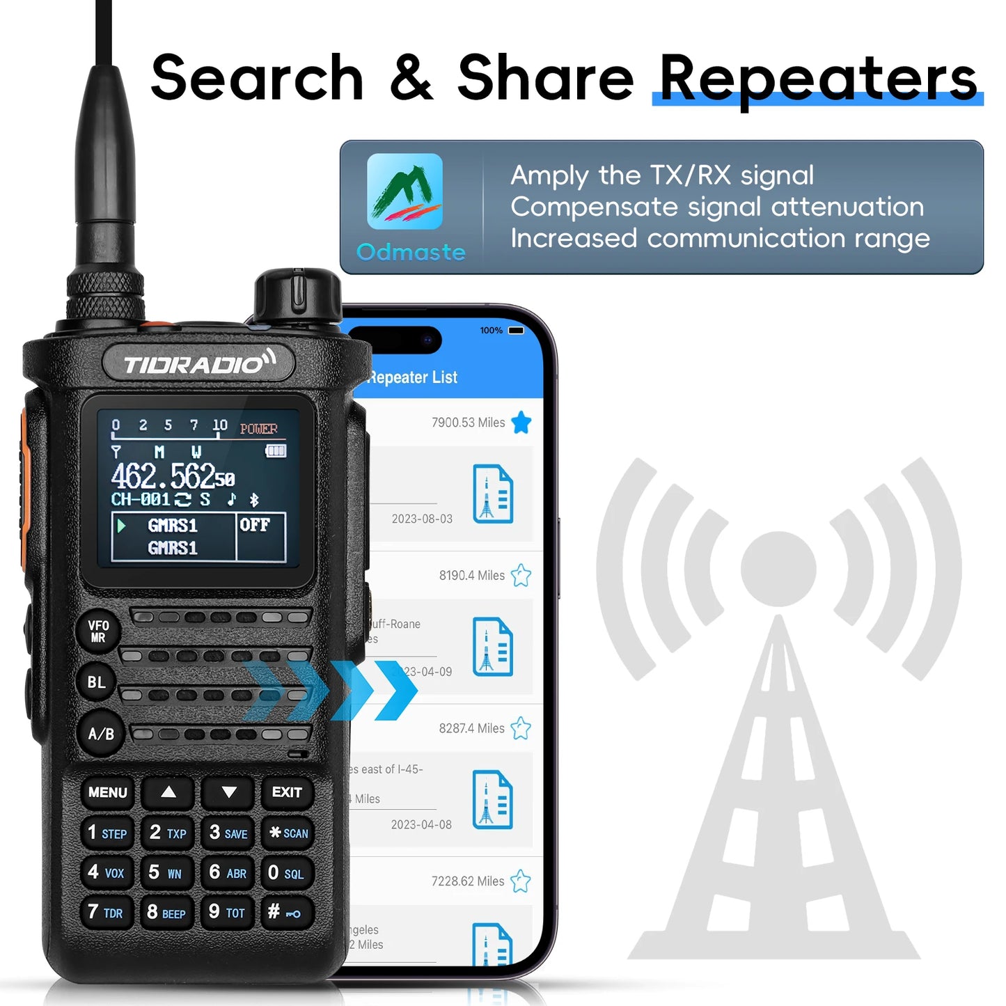 US/EU 2Nd Gen TIDRADIO TD-H8 10W Professional Walkie Talkie Portable Long Range Radio Phone Wireless Programmable Search