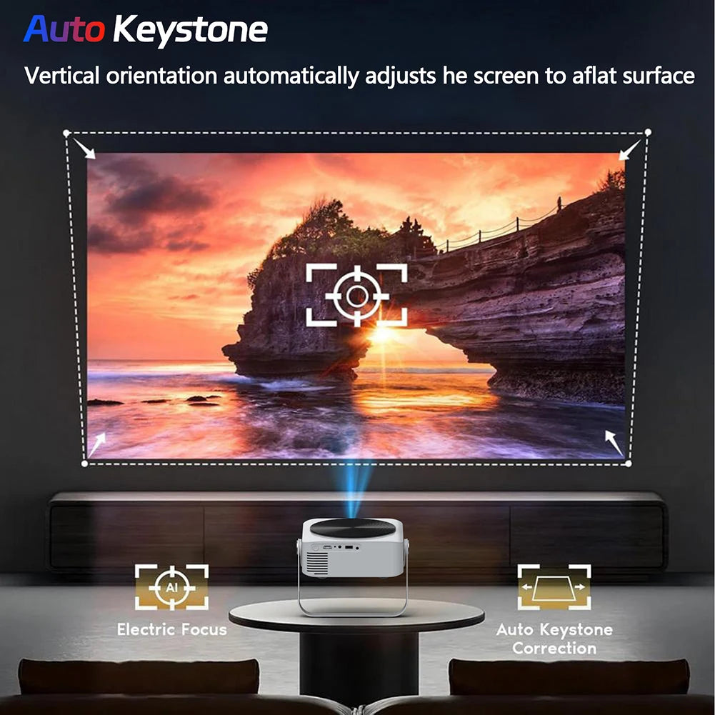 Mini HD Projector Auto Focus & Keystone for Indoor & Outdoor Use