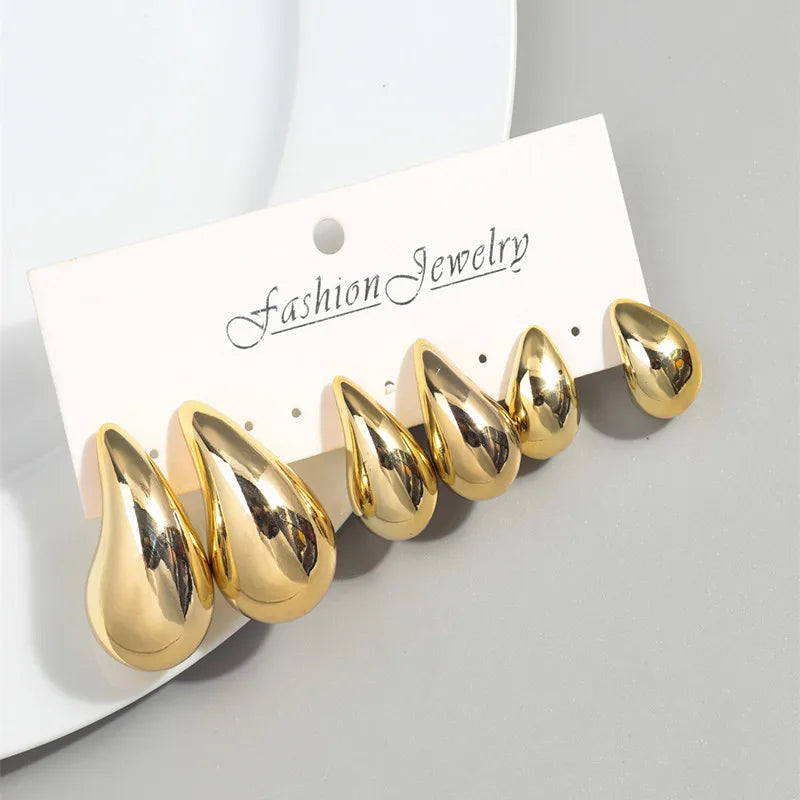 Vintage Gold-Plated Teardrop Earrings & Pendant