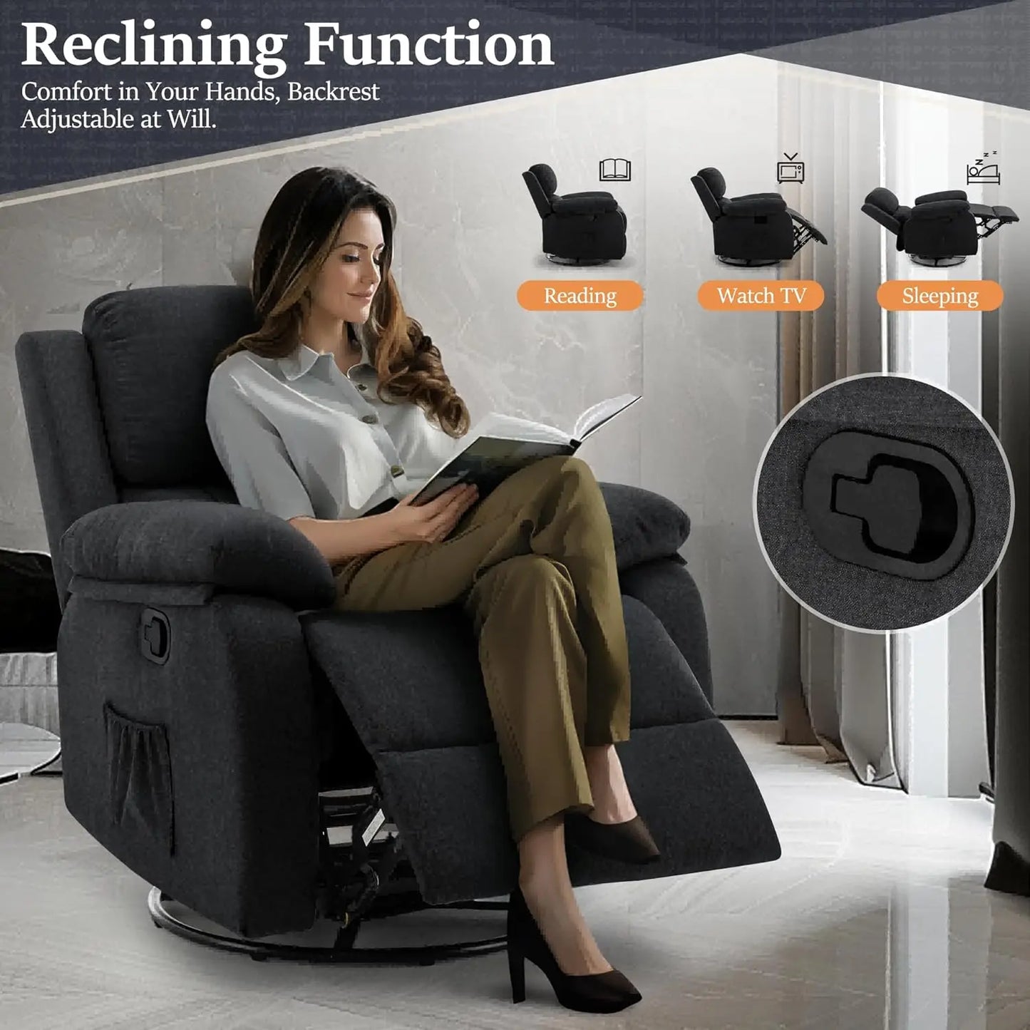 Avenzo Recliner 360 Swivel Rocker Chair