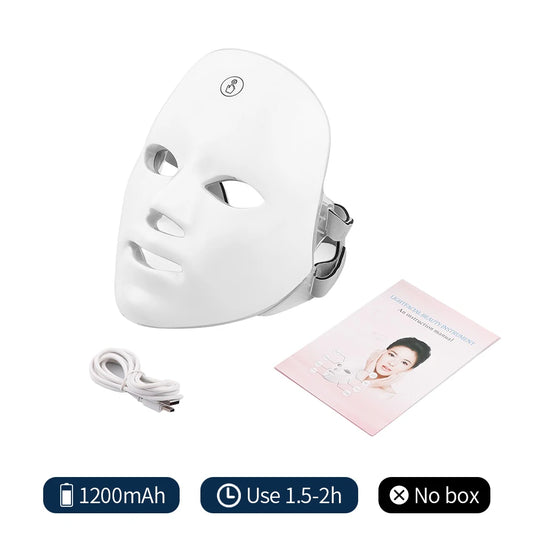 7 Colors Photon Facial LED Mask Red Light Therapy anti Aging Face Neck Beauty Mask Relaxation Treatment