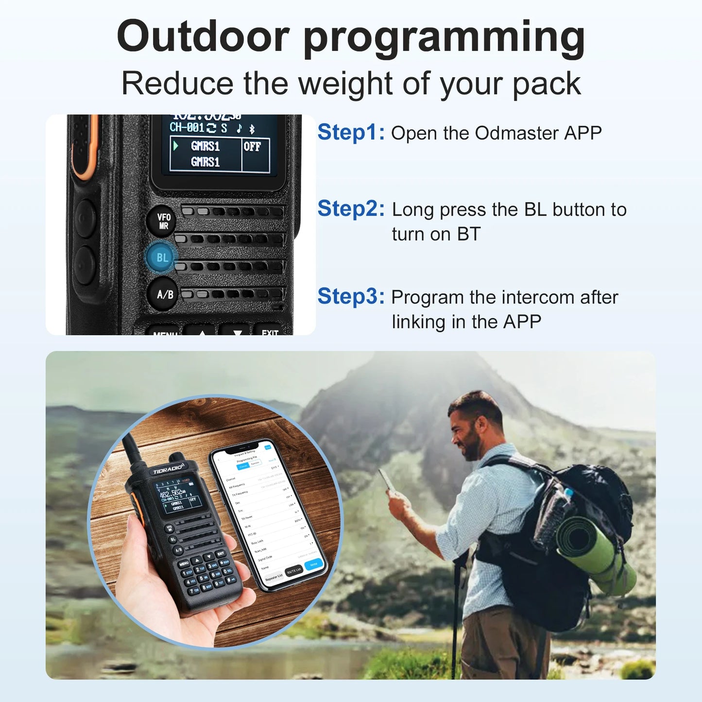 US/EU 2Nd Gen TIDRADIO TD-H8 10W Professional Walkie Talkie Portable Long Range Radio Phone Wireless Programmable Search