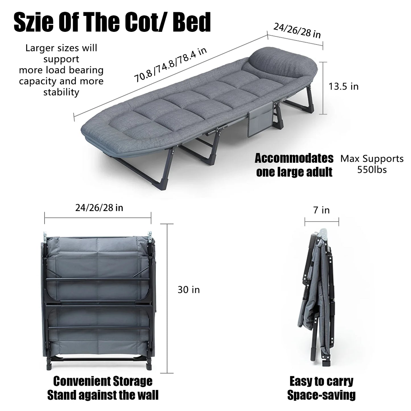 American Folding Bed, Household Single Sofa Bed, Nap and Nap Lounge Chair, Essential for Courtyard Sunbathing