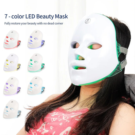 7 Colors Photon Facial LED Mask Red Light Therapy anti Aging Face Neck Beauty Mask Relaxation Treatment