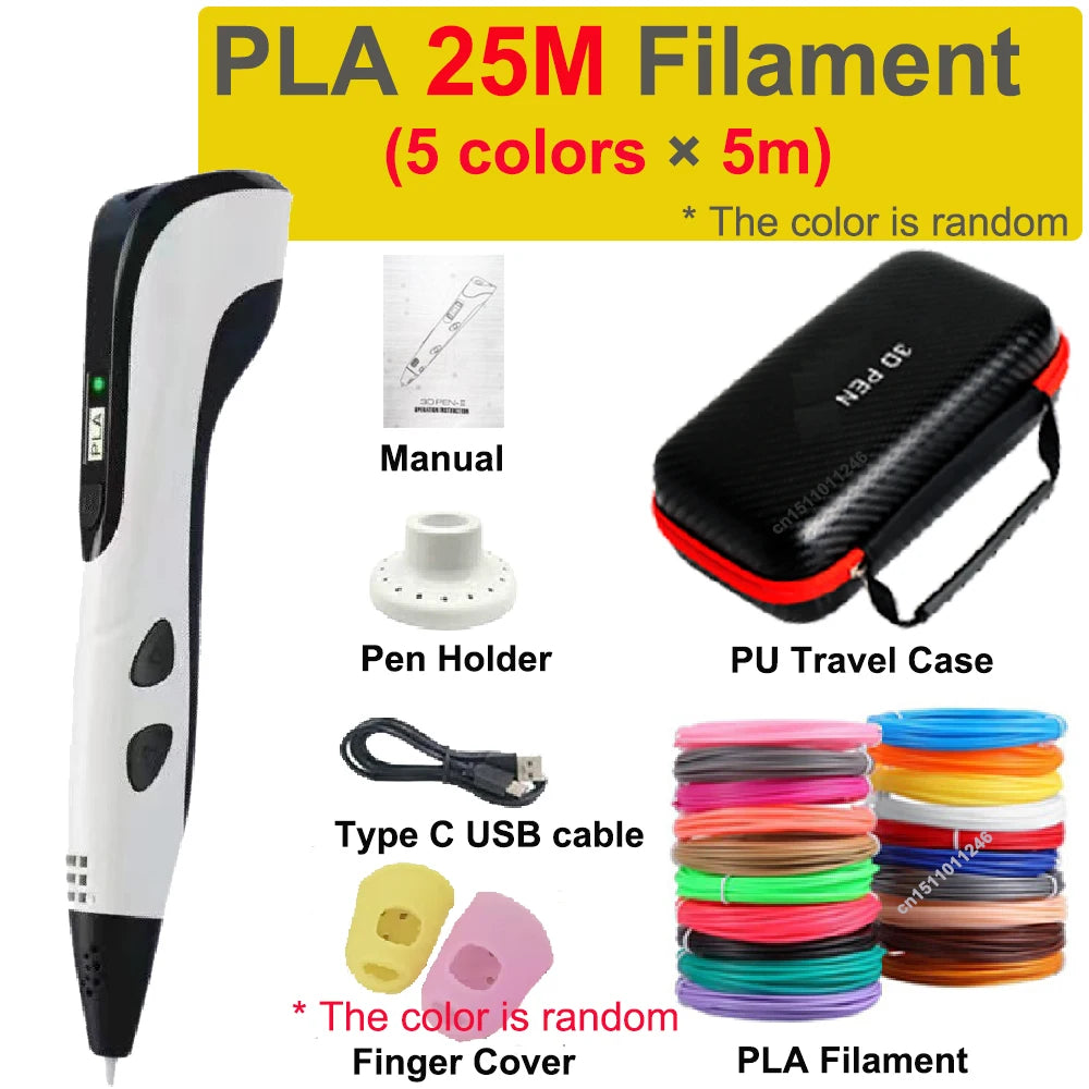 3D Pen for Children 1.75Mm PLA Filament DIY Drawing Birthday Christmas Gifts for Kids