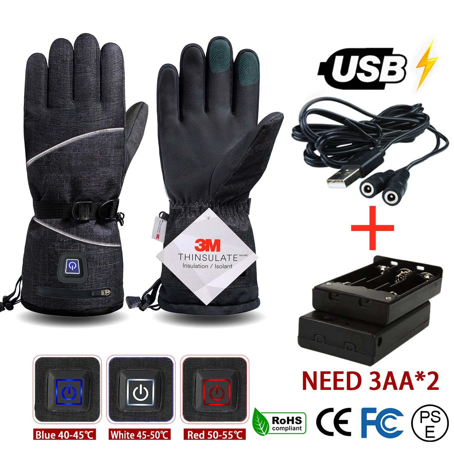SnowHeat Electric Thermal Winter Gloves