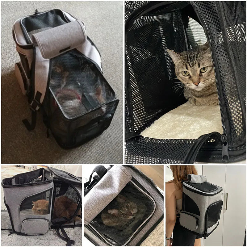 Breathable Pet Cat Carrier Backpack Foldable Pet Carrier Transport Travel Bag