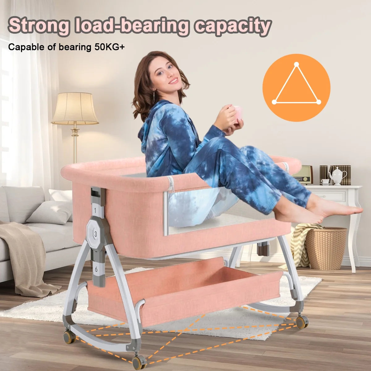 ANJORALA Baby Bassinet with Wheels