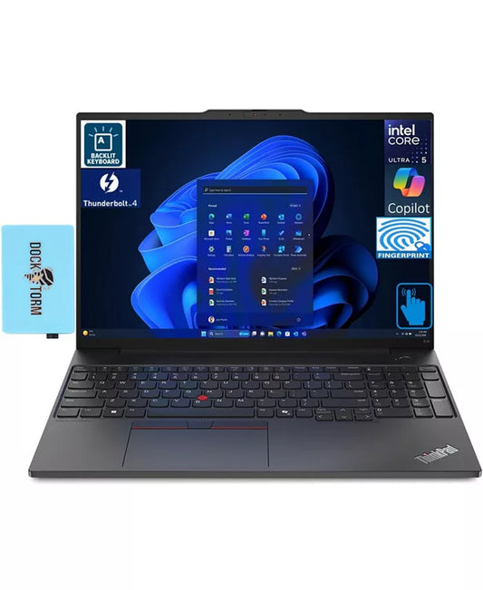 Lenovo ThinkPad E16 Gen 2 AI Powered Laptop 16.0" Touchscreen IPS WUXGA (Intel Ultra 5-125U, 16GB DDR5, 512GB PCIe SSD, Backlit KYB, FP Thunderbolt 4, Win 11 Pro) w/Hub