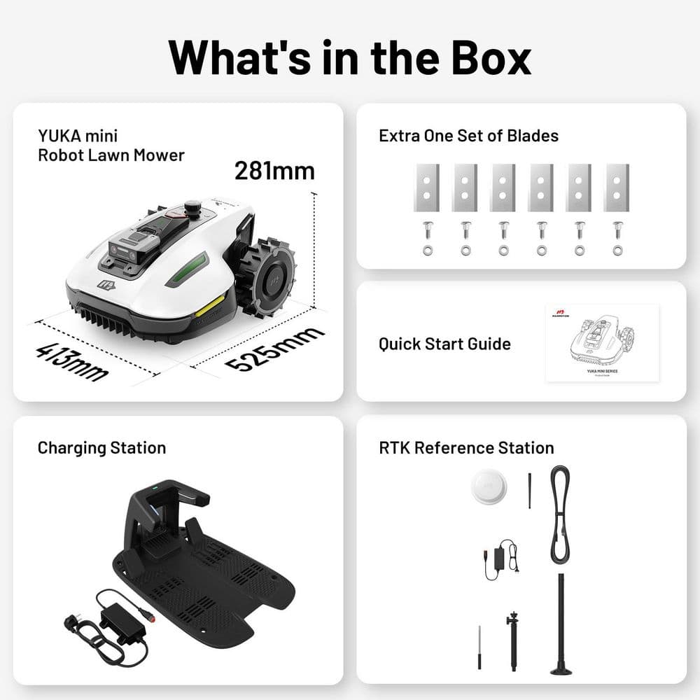 YUKA Mini 600H 7.5 In. Robot Lawn Mower (1/4 Acre) with AI Obstacle Avoidance and Multi-Zone Management