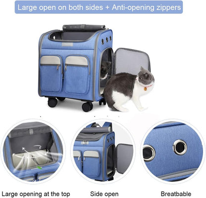 ATUBAN Wheeled Pet Carrier Backpack