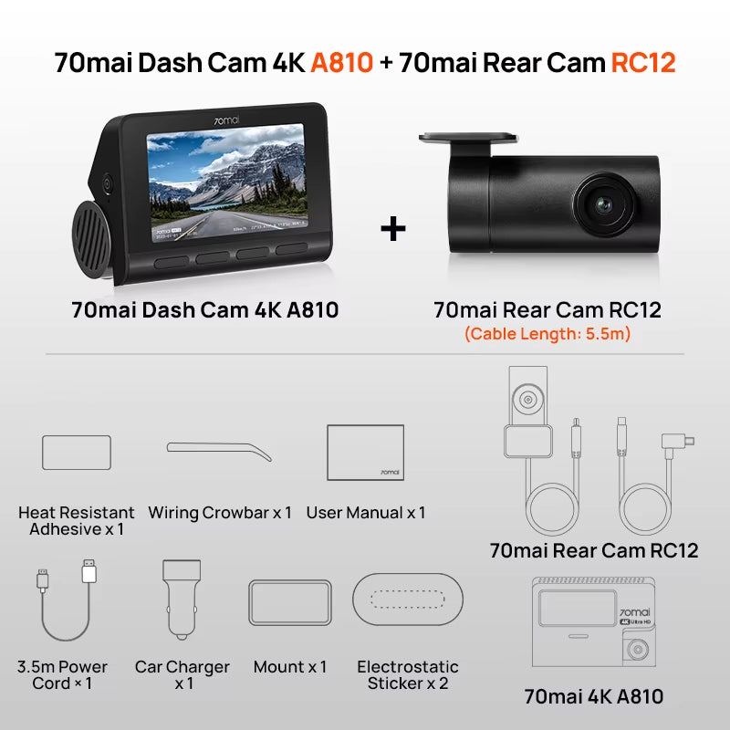 70Mai A810 4K Dash Cam with GPS