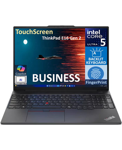 Lenovo ThinkPad E16 Gen 2 AI Powered Laptop 16.0" Touchscreen IPS WUXGA (Intel Ultra 5-125U, 16GB DDR5, 512GB PCIe SSD, Backlit KYB, FP Thunderbolt 4, Win 11 Pro) w/Hub