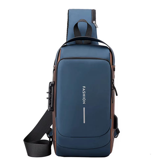 Men Chest Bag PU Leather Male Shoulder Bag anti Theft USB Charging Port Waterproof Crossbody Bags Travel Outdoor Sport Sling Bag