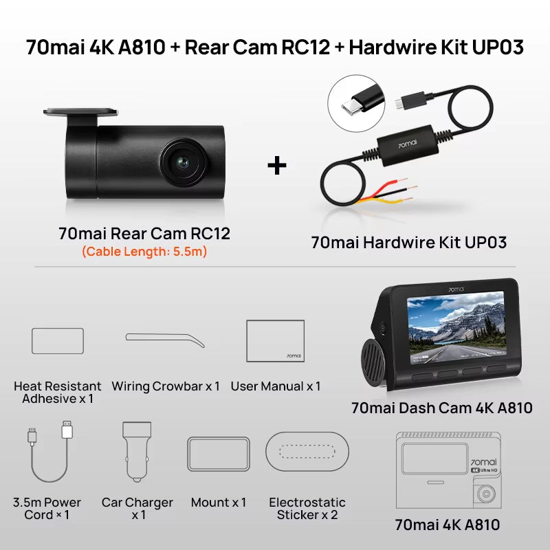 70Mai A810 4K Dash Cam with GPS