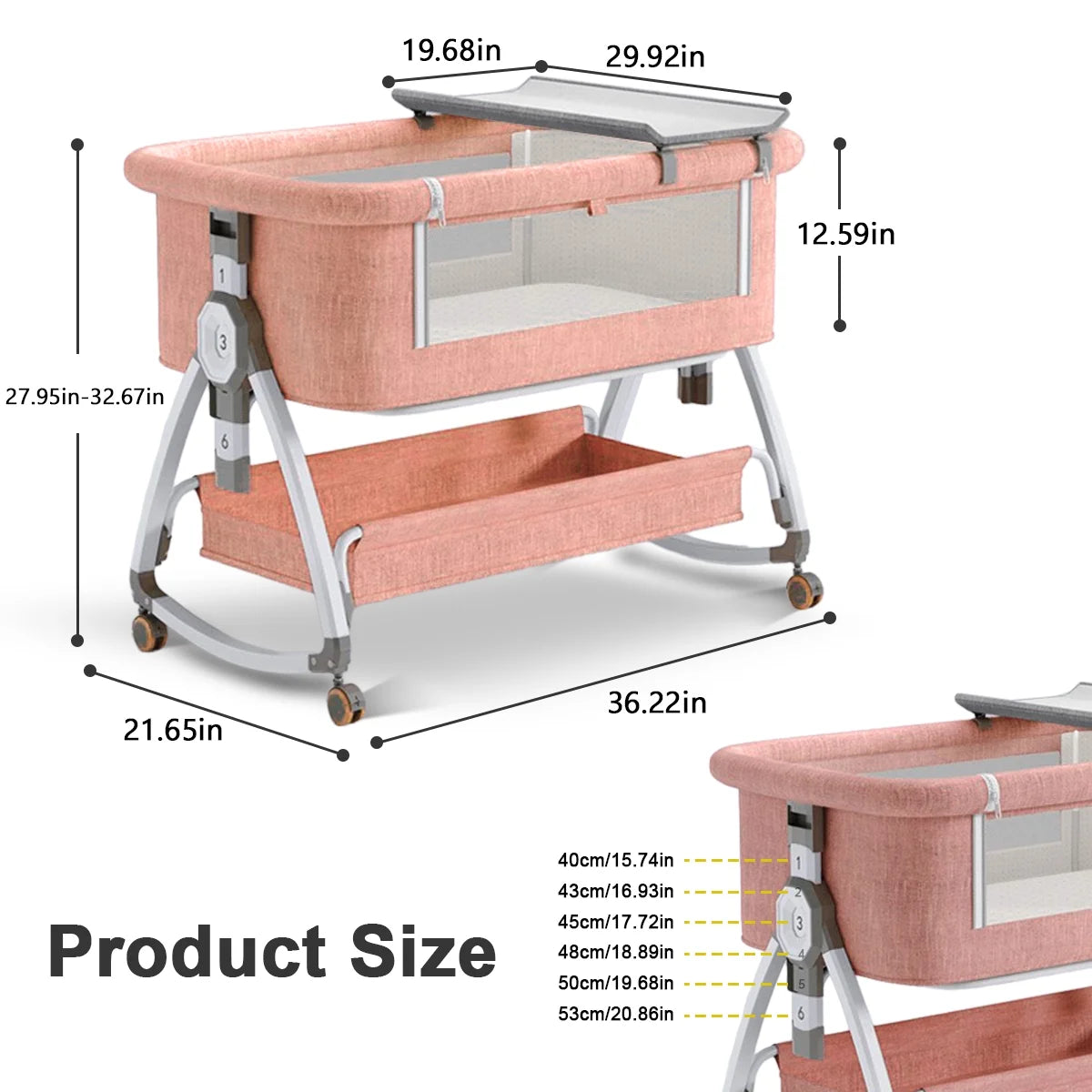 ANJORALA Baby Bassinet with Wheels
