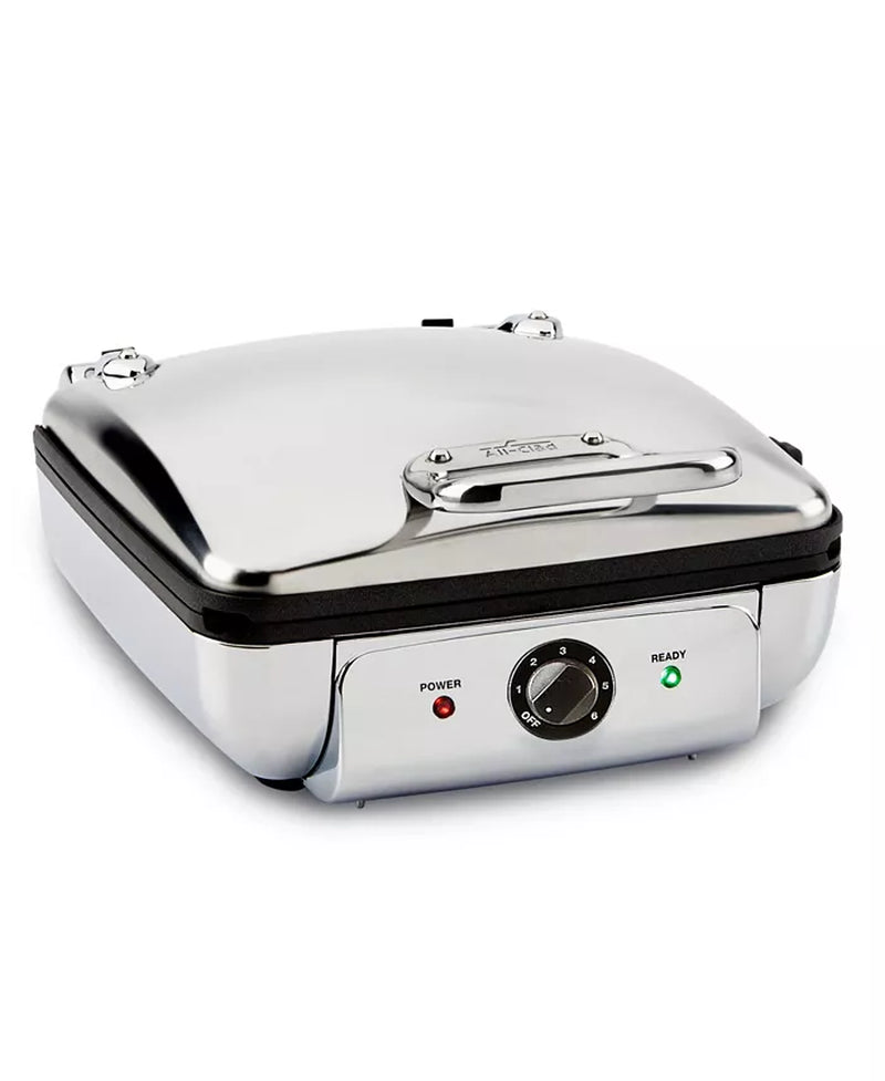 All-Clad Gourmet Mechanical Stainless Steel Belgian Waffle Maker with Removable Plates, 4 Slice