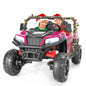 FUNTOK 24V 2 Seater Electric Ride on Toys for Big Kids W/ 20 " Large Seat, 4 X 200W Motors, 2WD/4WD Switchable Ride on UTV Dump Truck W/ Dump Bed, Remote Control, LED Lights, Bluetooth & Music, Red