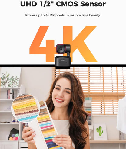 OBSBOT Tiny 2 Lite PTZ 4K Webcam 1080P@60Fps HDR with AI Tracking Privacy Cover Microphone 1/2" Sensor USB2.0 Plug&Play