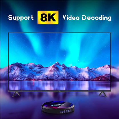 H96 Max 8K Smart TV Box DDR4 4GB RAM 64GB ROM Quad-Core 64Bit Wifi6 Dual 2.4G/5.8G Wifi