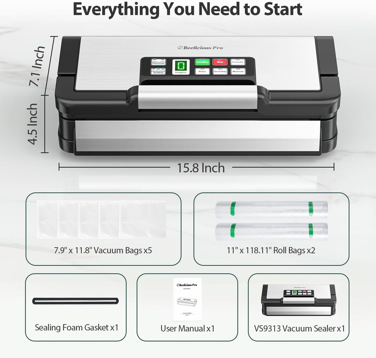 Vacuum Sealer Machine, Aqualock Series 2X Seal&130W Full Automatic Food Sealer