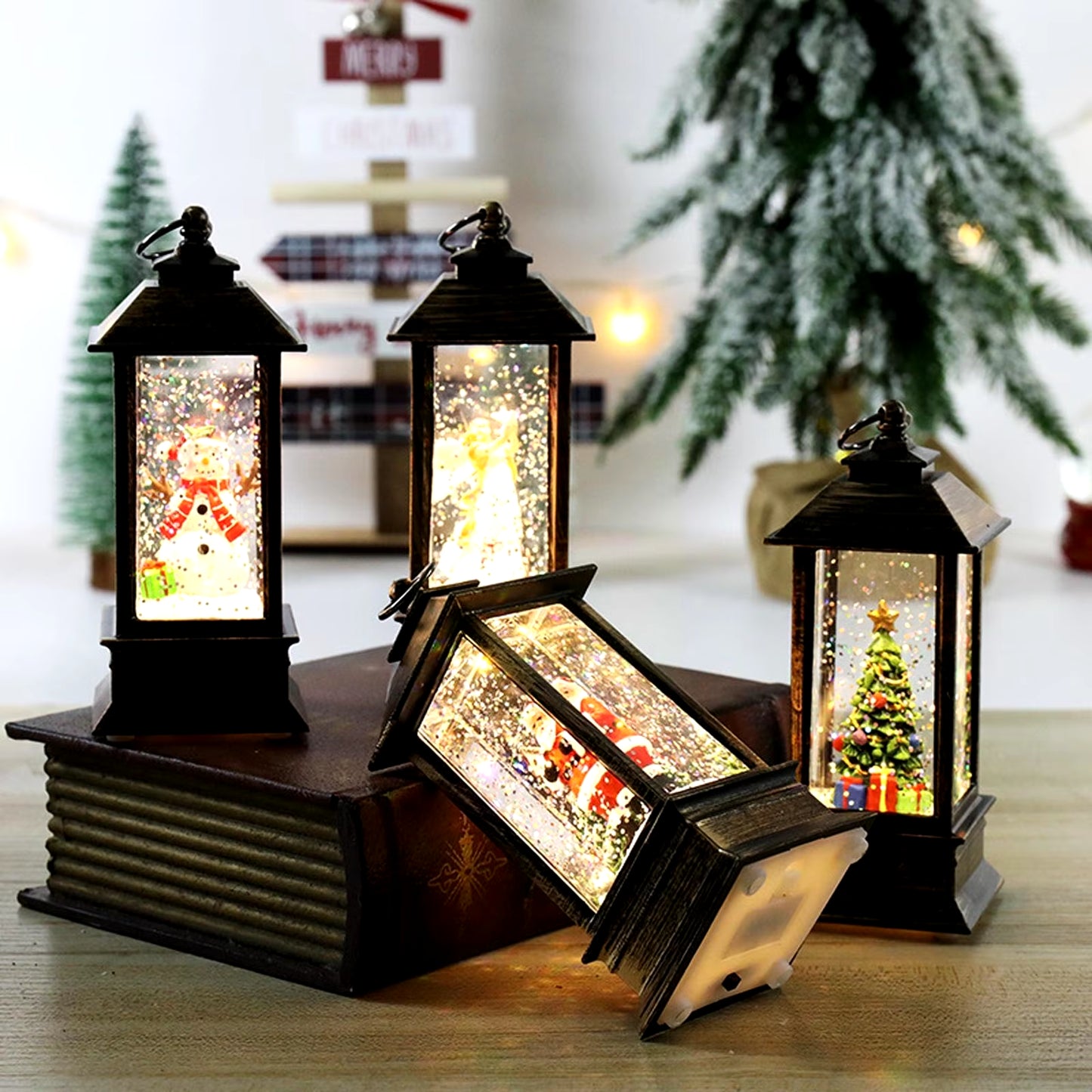 Vintage Santa LED Christmas Lantern