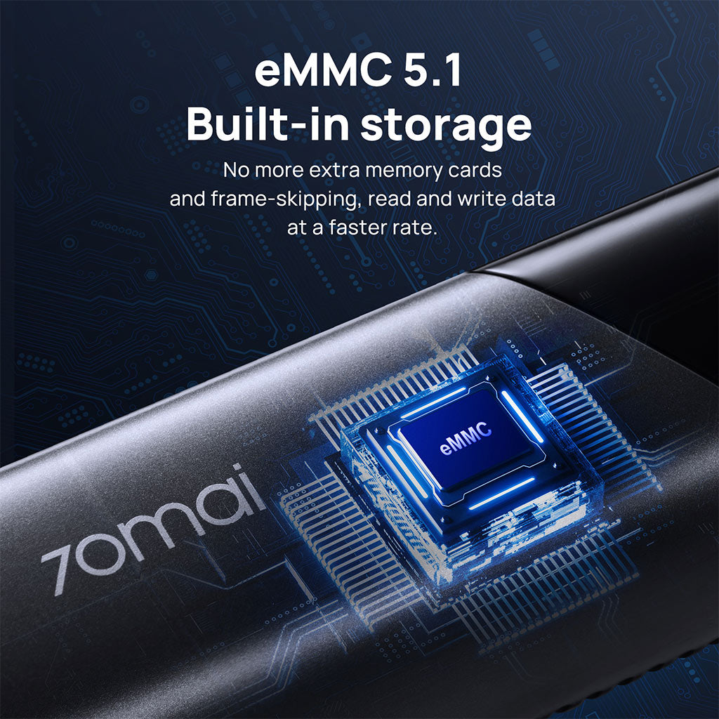 70Mai Dash Cam M500 2.7K HD with Built-In Emmc, 170° FOV & HDR Recording