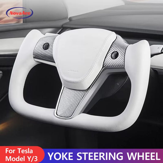 Novaacc White Yoke Steering Wheel for Tesla Y/3