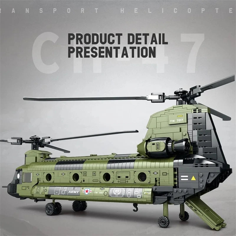 1622PCS CH-47 Chinook Transport Plane Building Blocks Toy
