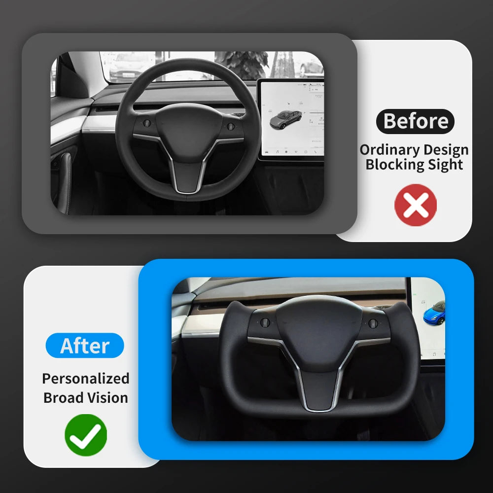 Novaacc White Yoke Steering Wheel for Tesla