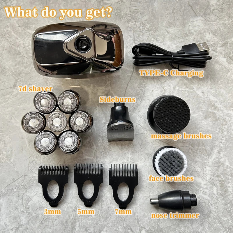 Head Shavers for Bald Men Rotary Electric Razor Cordless Shaver for Men Multifunctional Electric Razors for Bald Men Waterproof