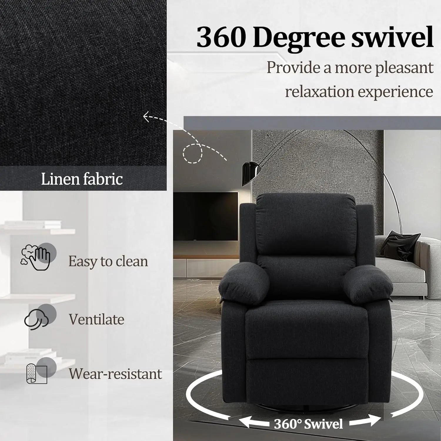 Avenzo Recliner 360 Swivel Rocker Chair