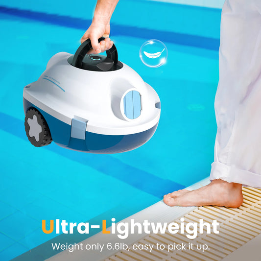 Y10 Cordless Robotic Pool Vacuum Cleaner, 90 Mins Runtime, Self-Parking, Ideal for Above/In-Ground Pool about 65 Ft/1100 Sq.Ft