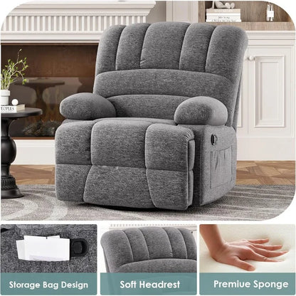 Everwood Oversized Swivel Rocker Recliner Chair 