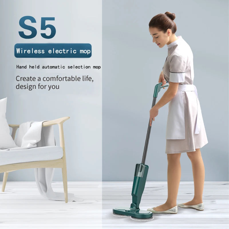 Electric Water Mop Cleaner Machine 360° Rotatable Spin Cleaning Mop Squeeze Wet and Dry