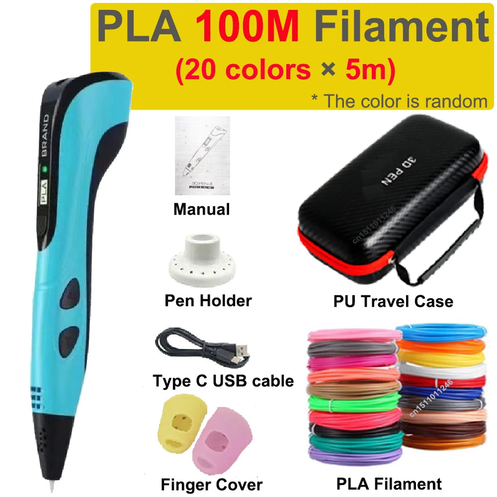 3D Pen for Children 1.75Mm PLA Filament DIY Drawing Birthday Christmas Gifts for Kids