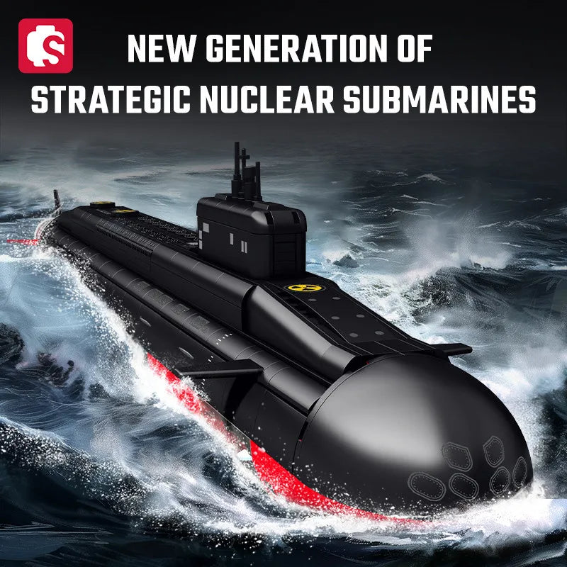 SEMBO 1324Pcs Military Strategic Nuclear Submarine Assemblage Building Blocks Toy