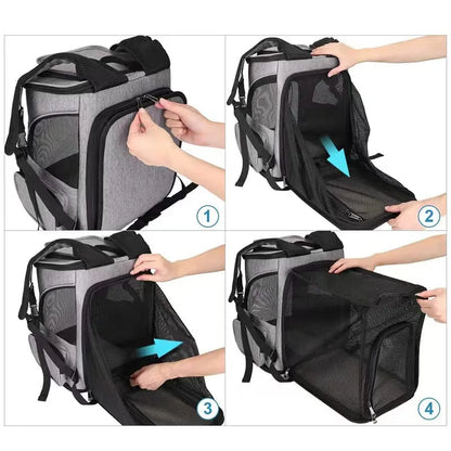 Breathable Pet Cat Carrier Backpack Foldable Pet Carrier Transport Travel Bag